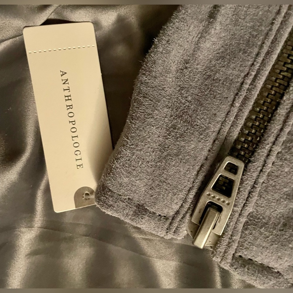 Anthropology BlankNYC Silver/Gray NWT Lined Suede Leather Small Moto Jacket - Picture 7 of 16